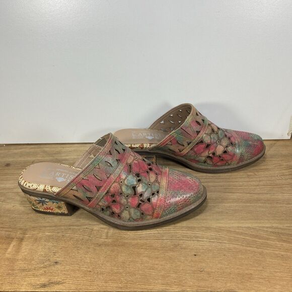Spring Step L'Artiste Shoes Womens Size 36 Floral Cut Out Slip On Mules Colorful - Picture 6 of 12
